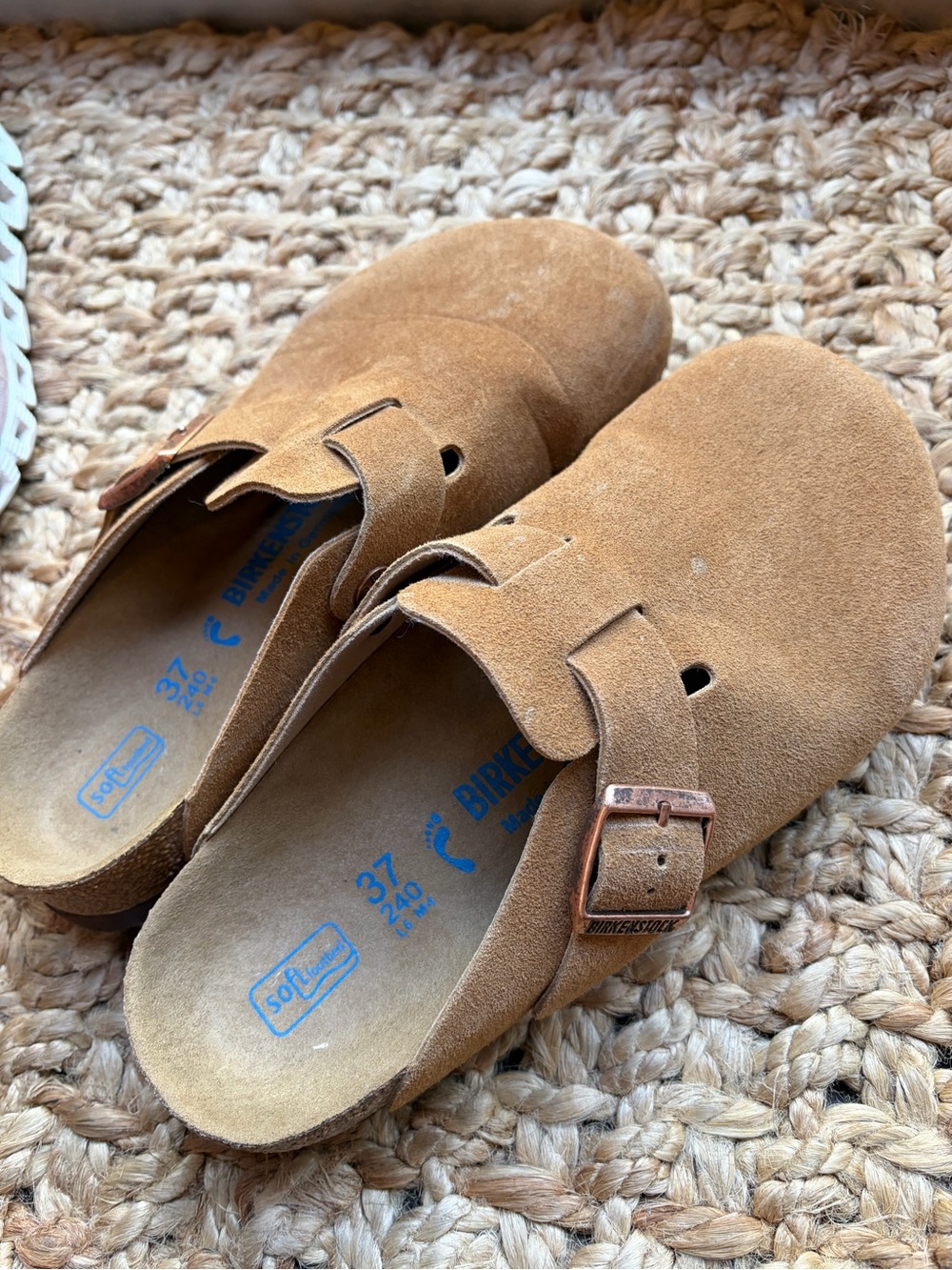 Birkenstock Kids Suede Clog Sandal in Tan Brown